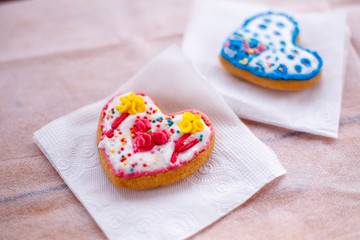 Ginger bread decorated colored icing