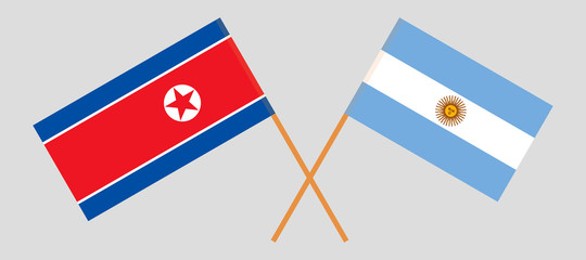 Argentina and North Korea. The Argentinean and Korean flags. Official colors. Correct proportion. Vector