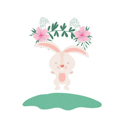 Obraz na płótnie Canvas easter bunny with flowers isolated icon