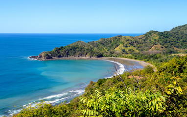 Punta Islita, a tropical lonesome bay in Guanacaste, Costa Rica, pacific ocean, looks like paradise, Nicoya Peninsula - obrazy, fototapety, plakaty