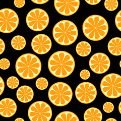 Seamless pattern with sliced oranges. Background for textile, kitchen dish and wrapping paper.
