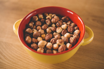 Bowl of hazelnuts
