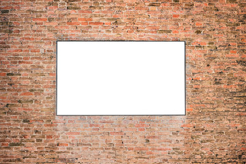 blank billboard mock up on old brick wall