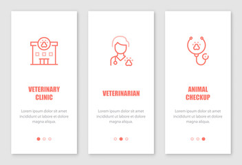 Veterinary onboarding screens design.