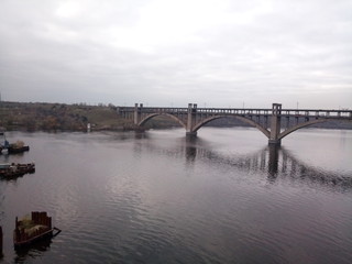 Obraz premium bridge river road landscape columns architecture clouds weather gray Weekdays days days