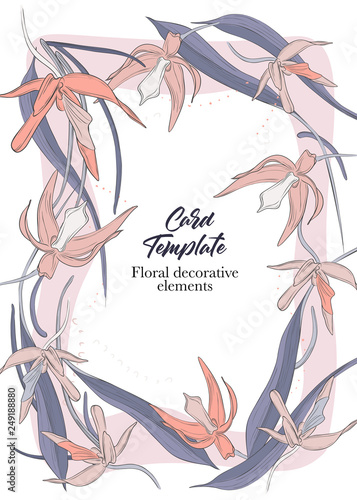 Floral orchid marriage ceremony invitation card template style and design photograph relating to Printable Invitation Card Stock identified as Floral orchid marriage invitation card template design and style