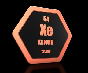 Xenon chemical element periodic table symbol 3d render	