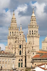 Deurstickers Cathedral of Santiago de Compostela with a new restored facade. Baroque facade architecture. Pilgrimage destiny of St. James way Santiago Galicia Spain © Formatoriginal