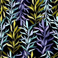 Bright background of stylized plants. Endless textures for design, decoration