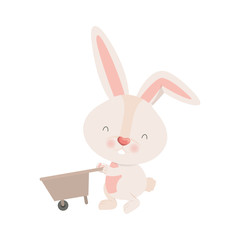 bunny with wheelbarrow isolated icon 