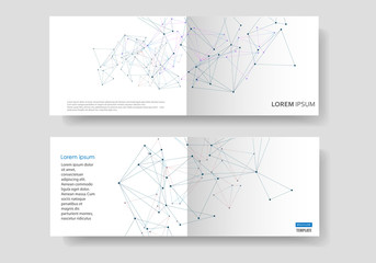 Brochure template layout and cover design with polygonal triangles and connected lines and dots
