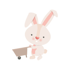 bunny with wheelbarrow isolated icon 