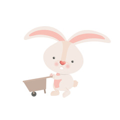 bunny with wheelbarrow isolated icon 