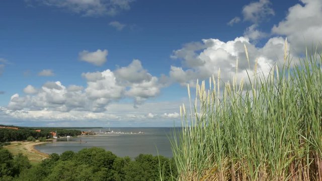 A view to Nida pier from dunes at Curonian spit, Lithuania.