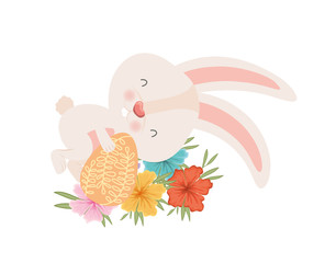 easter rabbit with egg isolated icon