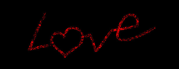 inscription love on a black background Valentine
