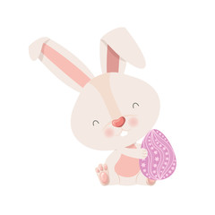 easter rabbit with egg isolated icon