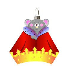 New Year 2020. Year of the rat. Year of the mouse. Christmas tree toy in the form of a mouse, rat.