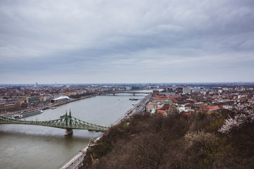 Fototapeta premium View of Budapest and the river Danube from the Citadella, Hungary