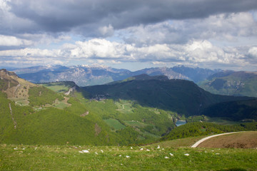 Fototapeta na wymiar View of Alps from Monte Blado, ITALY