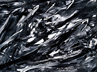 Painting black and white chaos background