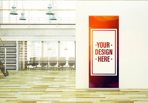 Roll-Up Banner in Office Mockup