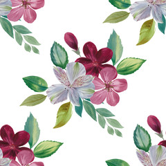 Seamless watercolour pattern. Hand painted watercolor illustration. Seamless botanical watercolor exotic floral pattern.