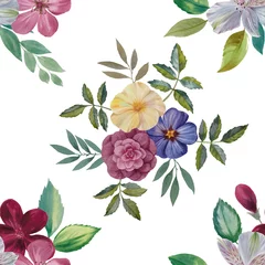 Fotobehang Tropische Bladeren Seamless watercolour pattern. Hand painted watercolor illustration. Seamless botanical watercolor exotic floral pattern.  © Sergei