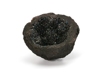 Vulcanic bomb from the slopes of Vesuvius vulcano, cut-in-half, filled with olivine and other...