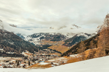 Panoramic view of the Alta Badia valley near Corvara
