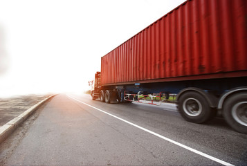 Truck run on road, Drive on road, transportation logistics concept