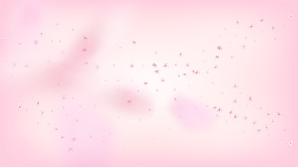 Nice Sakura Blossom Isolated Vector. Summer Falling 3d Petals Wedding Texture. Japanese Blooming Flowers Illustration. Valentine, Mother's Day Spring Nice Sakura Blossom Isolated on Rose