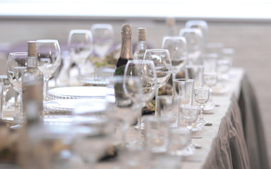 close up.table in the restaurant before the Banquet
