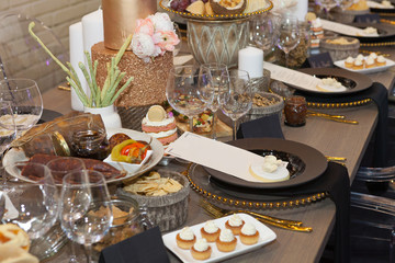 Table set for an event party or wedding reception