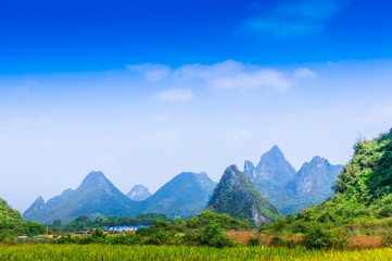 Mountain with blue sky background 