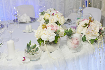 Table set for an event party or wedding reception