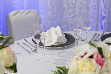 Table set for an event party or wedding reception