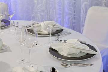 Table set for an event party or wedding reception