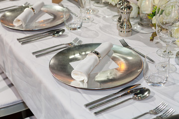 Table set for an event party or wedding reception