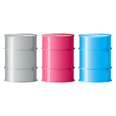 three steel color barrels vector illustration 