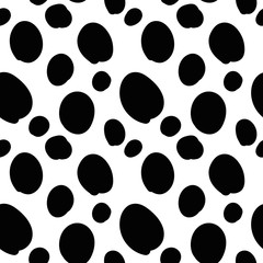 Geometrical background with uneven circles. Abstract round seamless pattern. Hand drawn dots pattern on white background. Vector illustration.  