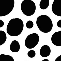 Geometrical background with uneven circles. Abstract round seamless pattern. Hand drawn dots pattern on white background. Vector illustration.  