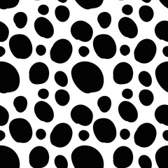Geometrical background with uneven circles. Abstract round seamless pattern. Hand drawn dots pattern on white background. Vector illustration.  