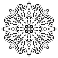 Outline Mandala. Ornamental round doodle flower isolated on white background. Geometric circle element. Vector illustration.