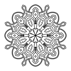 Outline Mandala. Ornamental round doodle flower isolated on white background. Geometric circle element. Vector illustration.
