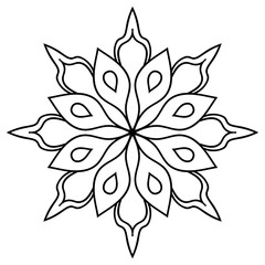 Outline Mandala. Ornamental round doodle flower isolated on white background. Geometric circle element. Vector illustration.