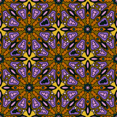 Abstract seamless pattern with mandala flower. Mosaic, tile. Floral background. Vector illustration.   