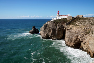 Fototapeta na wymiar Lighthouse Cabo Sao Vicente in Portugal 