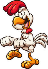 Dancing cartoon chicken dancing choppa style clip art. Vector illustration with simple gradients. All in a single layer. 