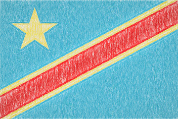 Fototapeta na wymiar Democratic Republic of the Congo painted flag